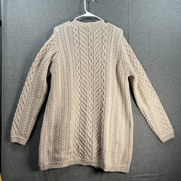 Aran Draft Merino Wool Button Front Sweater Cardigan Size Large Parsnip - Picture 2 of 12